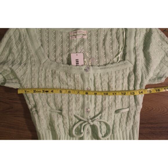 Urban Outfitters Mint Green Knit Cardigan Crop Top Tie Waist Women’s Small NWT - Picture 5 of 7